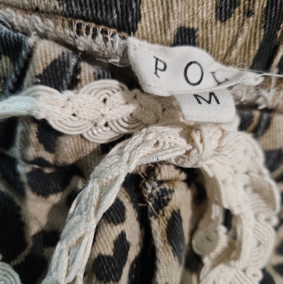 POL Sand Leopard Patchwork Crochet Boho Pants NEW - Picture 3 of 7